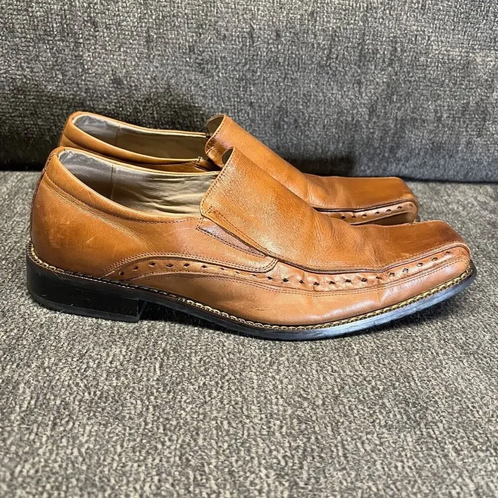 Stacy Adams Men's Dress Shoes Sz 10M Cognac Brown Leather Slip On Loafers Danton